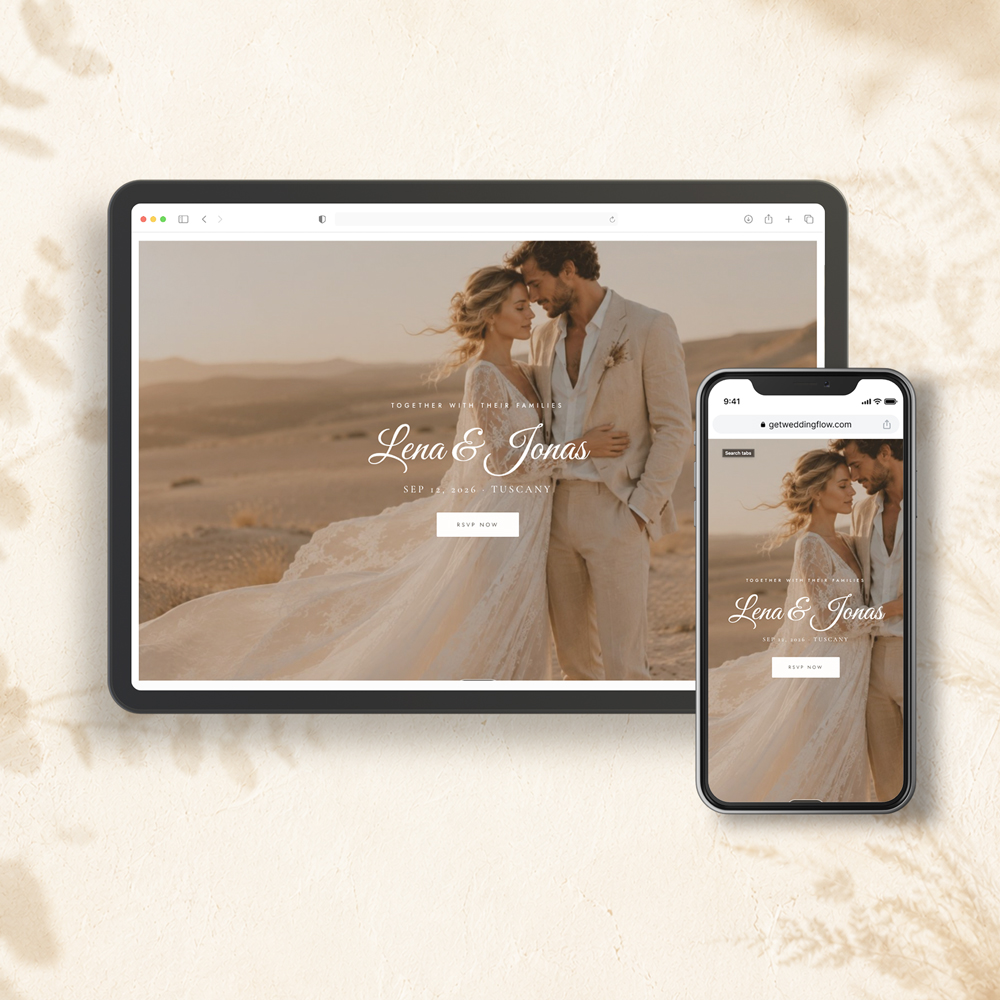 Boho Sand Wedding Website Template preview